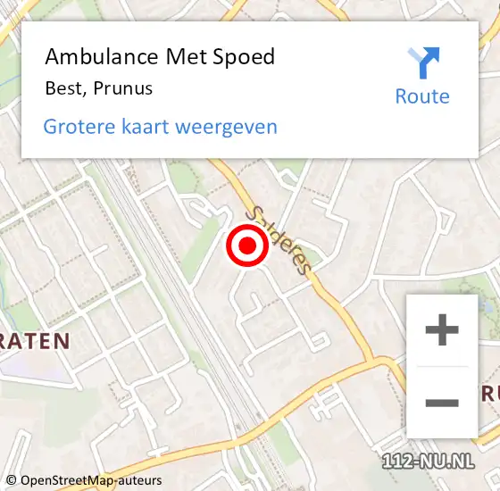 Locatie op kaart van de 112 melding: Ambulance Met Spoed Naar Best, Prunus op 12 april 2018 12:56