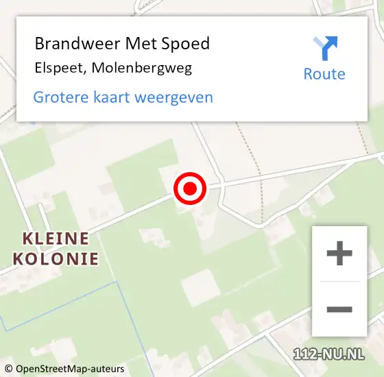 Locatie op kaart van de 112 melding: Brandweer Met Spoed Naar Elspeet, Molenbergweg op 12 april 2018 13:02