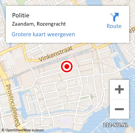 Locatie op kaart van de 112 melding: Politie Zaandam, Rozengracht op 12 april 2018 13:32