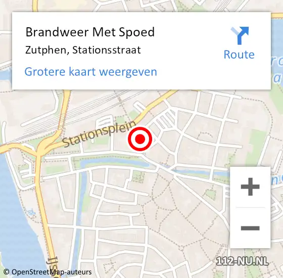 Locatie op kaart van de 112 melding: Brandweer Met Spoed Naar Zutphen, Stationsstraat op 12 april 2018 13:49