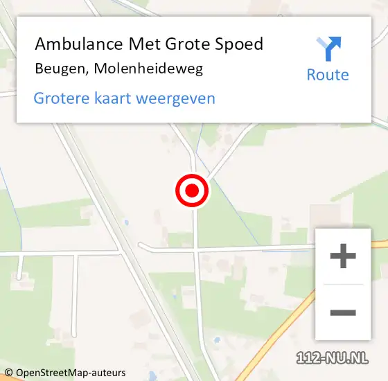 Locatie op kaart van de 112 melding: Ambulance Met Grote Spoed Naar Beugen, Molenheideweg op 12 april 2018 14:10