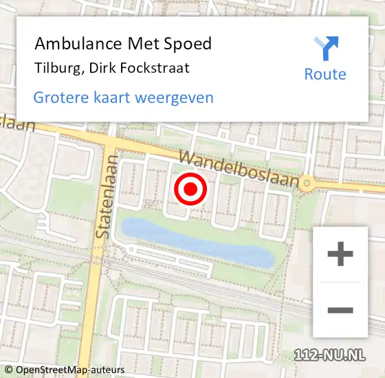 Locatie op kaart van de 112 melding: Ambulance Met Spoed Naar Tilburg, Dirk Fockstraat op 12 april 2018 14:30