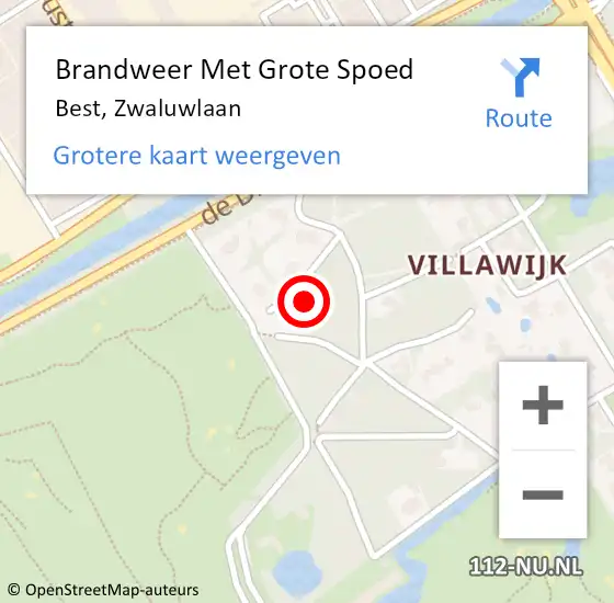 Locatie op kaart van de 112 melding: Brandweer Met Grote Spoed Naar Best, Zwaluwlaan op 12 april 2018 14:35