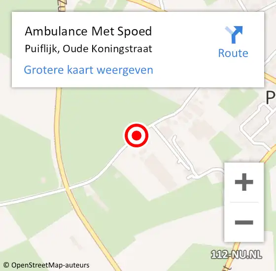 Locatie op kaart van de 112 melding: Ambulance Met Spoed Naar Puiflijk, Oude Koningstraat op 12 april 2018 15:11