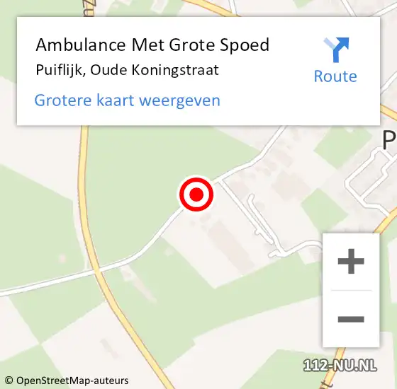 Locatie op kaart van de 112 melding: Ambulance Met Grote Spoed Naar Puiflijk, Oude Koningstraat op 12 april 2018 15:12