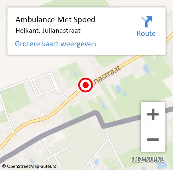 Locatie op kaart van de 112 melding: Ambulance Met Spoed Naar Heikant, Julianastraat op 12 april 2018 15:59