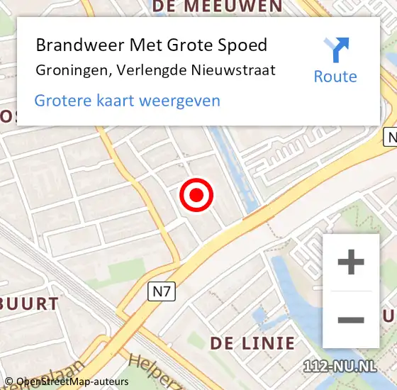 Locatie op kaart van de 112 melding: Brandweer Met Grote Spoed Naar Groningen, Verlengde Nieuwstraat op 21 februari 2014 21:27