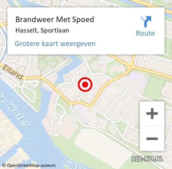 Locatie op kaart van de 112 melding: Brandweer Met Spoed Naar Hasselt, Sportlaan op 12 april 2018 16:40