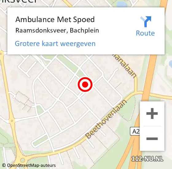 Locatie op kaart van de 112 melding: Ambulance Met Spoed Naar Raamsdonksveer, Bachplein op 12 april 2018 17:03