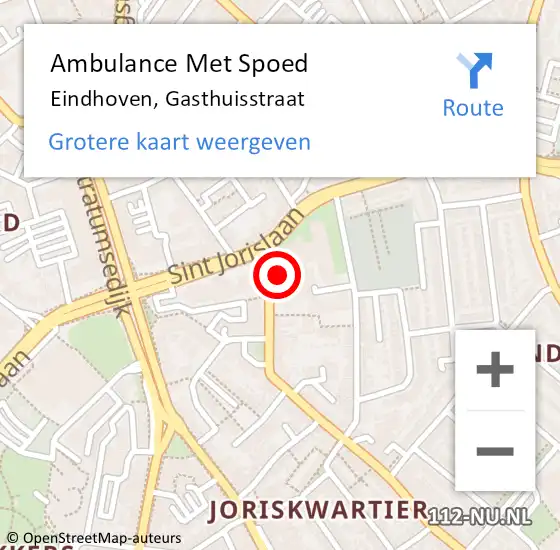 Locatie op kaart van de 112 melding: Ambulance Met Spoed Naar Eindhoven, Gasthuisstraat op 12 april 2018 17:46
