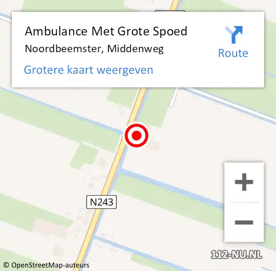 Locatie op kaart van de 112 melding: Ambulance Met Grote Spoed Naar Noordbeemster, Middenweg op 12 april 2018 18:01