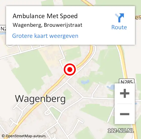 Locatie op kaart van de 112 melding: Ambulance Met Spoed Naar Wagenberg, Brouwerijstraat op 12 april 2018 18:08