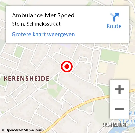 Locatie op kaart van de 112 melding: Ambulance Met Spoed Naar Stein, Schineksstraat op 21 februari 2014 21:42