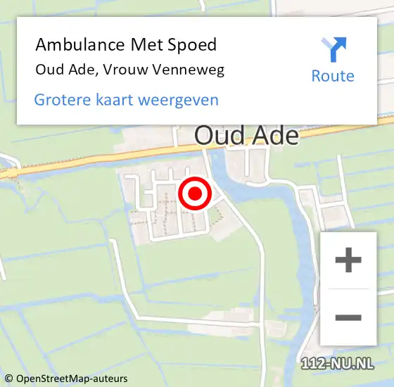 Locatie op kaart van de 112 melding: Ambulance Met Spoed Naar Oud Ade, Vrouw Venneweg op 21 februari 2014 21:50