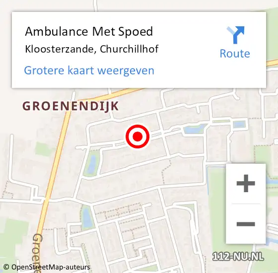 Locatie op kaart van de 112 melding: Ambulance Met Spoed Naar Kloosterzande, Churchillhof op 12 april 2018 19:33