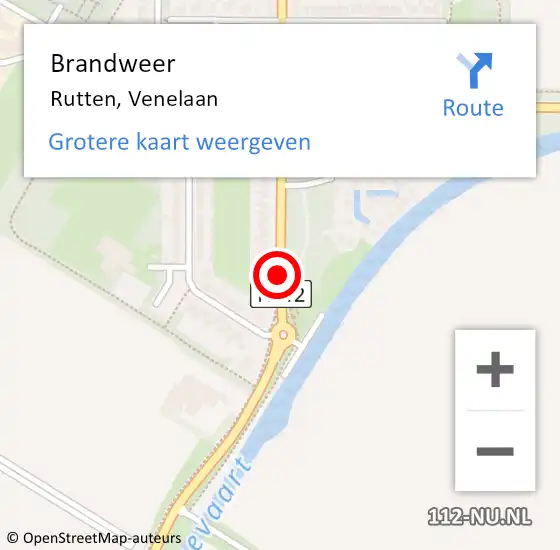 Locatie op kaart van de 112 melding: Brandweer Rutten, Venelaan op 12 april 2018 19:37