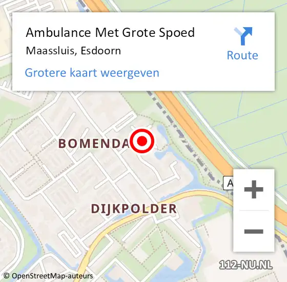 Locatie op kaart van de 112 melding: Ambulance Met Grote Spoed Naar Maassluis, Esdoorn op 12 april 2018 19:55