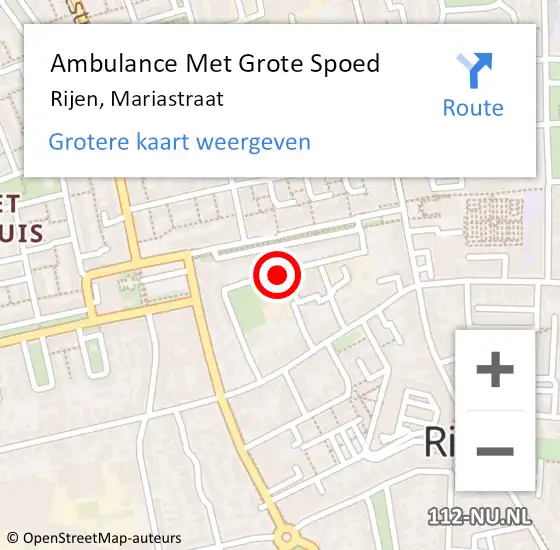 Locatie op kaart van de 112 melding: Ambulance Met Grote Spoed Naar Rijen, Mariastraat op 12 april 2018 20:28