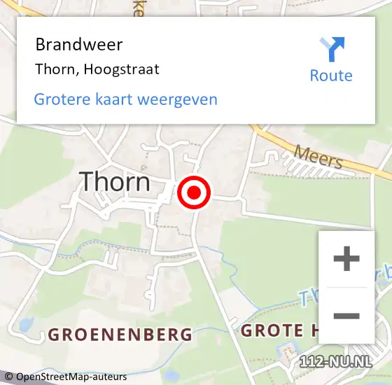 Locatie op kaart van de 112 melding: Brandweer Thorn, Hoogstraat op 12 april 2018 20:36