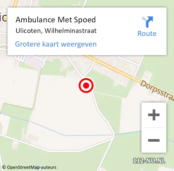 Locatie op kaart van de 112 melding: Ambulance Met Spoed Naar Ulicoten, Wilhelminastraat op 12 april 2018 21:07