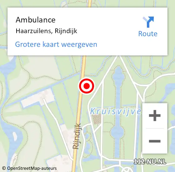 Locatie op kaart van de 112 melding: Ambulance Haarzuilens, Rijndijk op 12 april 2018 21:41