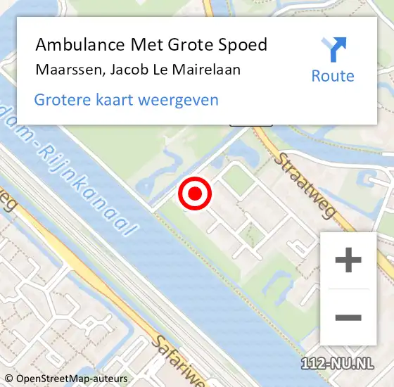 Locatie op kaart van de 112 melding: Ambulance Met Grote Spoed Naar Maarssen, Jacob Le Mairelaan op 12 april 2018 22:05