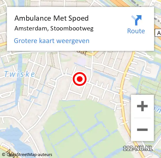 Locatie op kaart van de 112 melding: Ambulance Met Spoed Naar Amsterdam, Stoombootweg op 12 april 2018 23:17