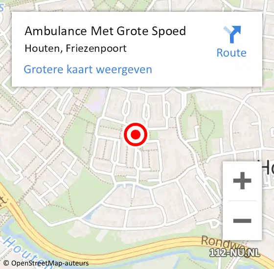 Locatie op kaart van de 112 melding: Ambulance Met Grote Spoed Naar Houten, Friezenpoort op 13 april 2018 01:36