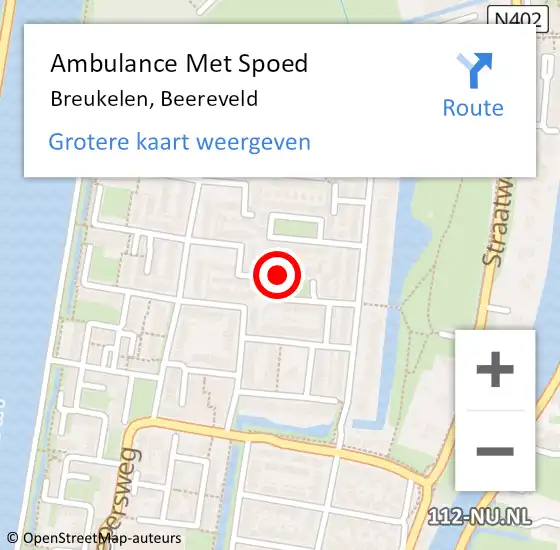 Locatie op kaart van de 112 melding: Ambulance Met Spoed Naar Breukelen, Beereveld op 13 april 2018 04:00