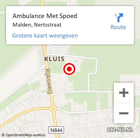 Locatie op kaart van de 112 melding: Ambulance Met Spoed Naar Malden, Nertsstraat op 13 april 2018 05:00