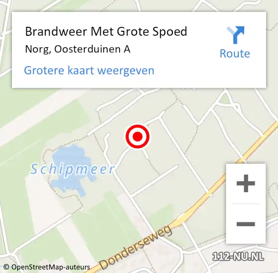 Locatie op kaart van de 112 melding: Brandweer Met Grote Spoed Naar Norg, Oosterduinen A op 13 april 2018 05:21