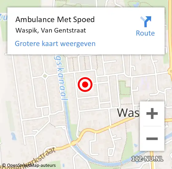 Locatie op kaart van de 112 melding: Ambulance Met Spoed Naar Waspik, Van Gentstraat op 13 april 2018 05:35