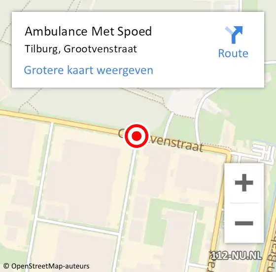 Locatie op kaart van de 112 melding: Ambulance Met Spoed Naar Tilburg, Grootvenstraat op 13 april 2018 07:39