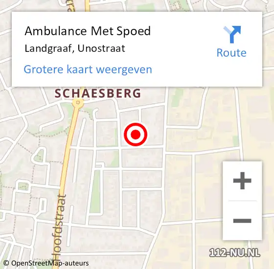 Locatie op kaart van de 112 melding: Ambulance Met Spoed Naar Landgraaf, Unostraat op 21 februari 2014 22:39