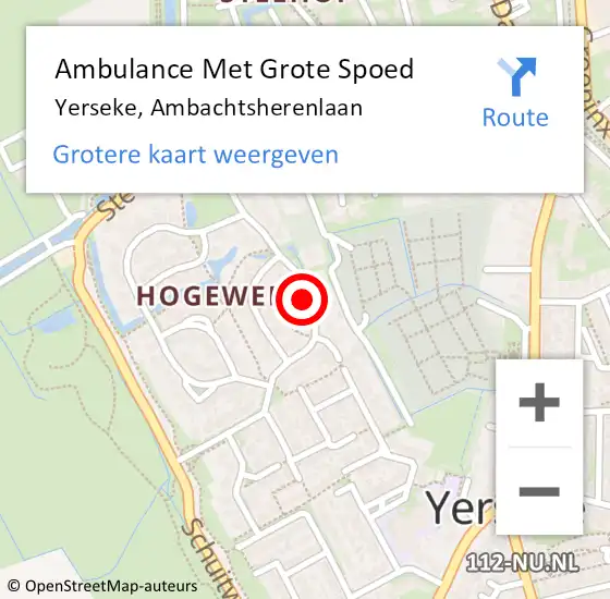 Locatie op kaart van de 112 melding: Ambulance Met Grote Spoed Naar Yerseke, Ambachtsherenlaan op 13 april 2018 07:44