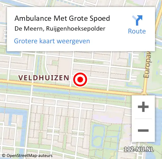 Locatie op kaart van de 112 melding: Ambulance Met Grote Spoed Naar De Meern, Ruijgenhoeksepolder op 13 april 2018 08:06