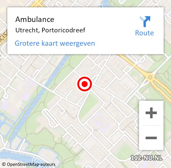 Locatie op kaart van de 112 melding: Ambulance Utrecht, Portoricodreef op 13 april 2018 10:15