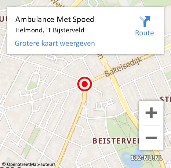 Locatie op kaart van de 112 melding: Ambulance Met Spoed Naar Helmond, 'T Bijsterveld op 13 april 2018 10:28