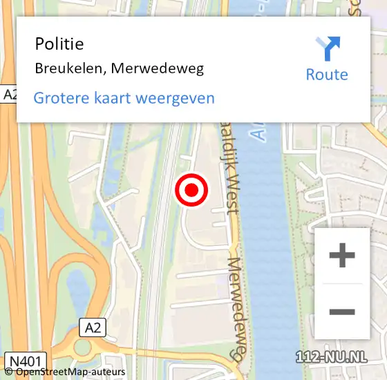 Locatie op kaart van de 112 melding: Politie Breukelen, Merwedeweg op 13 april 2018 10:33