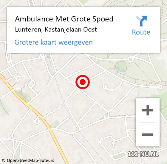 Locatie op kaart van de 112 melding: Ambulance Met Grote Spoed Naar Lunteren, Kastanjelaan Oost op 13 april 2018 10:51