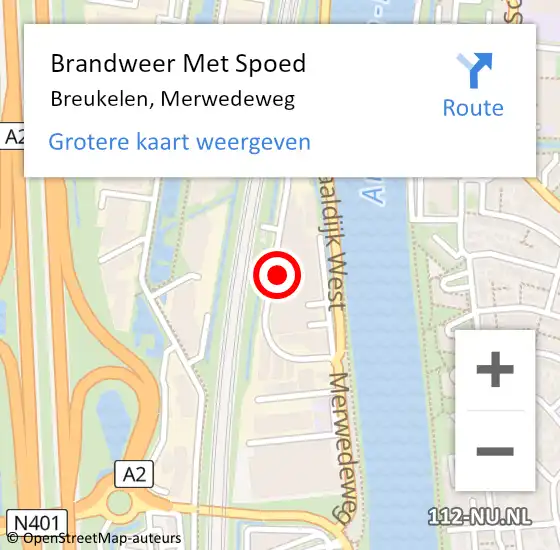 Locatie op kaart van de 112 melding: Brandweer Met Spoed Naar Breukelen, Merwedeweg op 13 april 2018 11:05