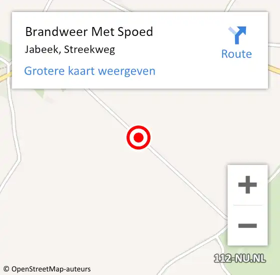 Locatie op kaart van de 112 melding: Brandweer Met Spoed Naar Jabeek, Streekweg op 13 april 2018 11:09