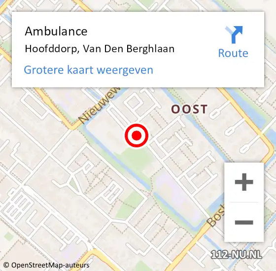 Locatie op kaart van de 112 melding: Ambulance Hoofddorp, Van Den Berghlaan op 13 april 2018 11:25