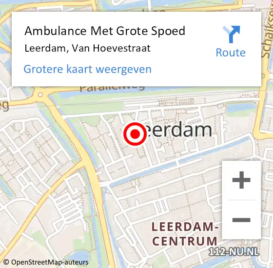 Locatie op kaart van de 112 melding: Ambulance Met Grote Spoed Naar Leerdam, Van Hoevestraat op 21 februari 2014 23:14