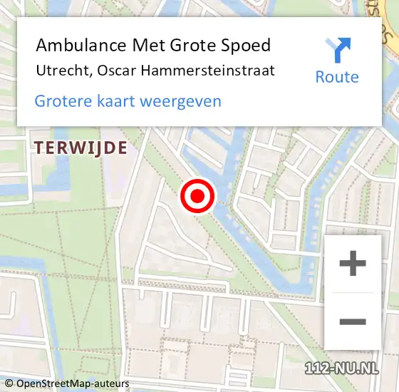 Locatie op kaart van de 112 melding: Ambulance Met Grote Spoed Naar Utrecht, Oscar Hammersteinstraat op 13 april 2018 11:32