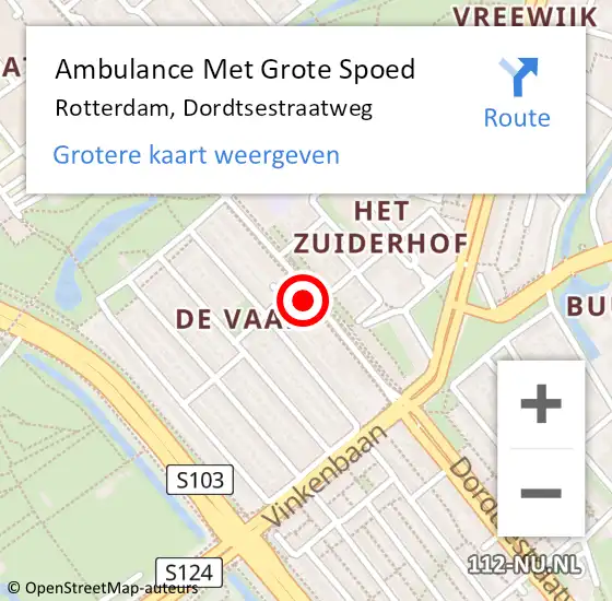 Locatie op kaart van de 112 melding: Ambulance Met Grote Spoed Naar Rotterdam, Dordtsestraatweg op 13 april 2018 11:57