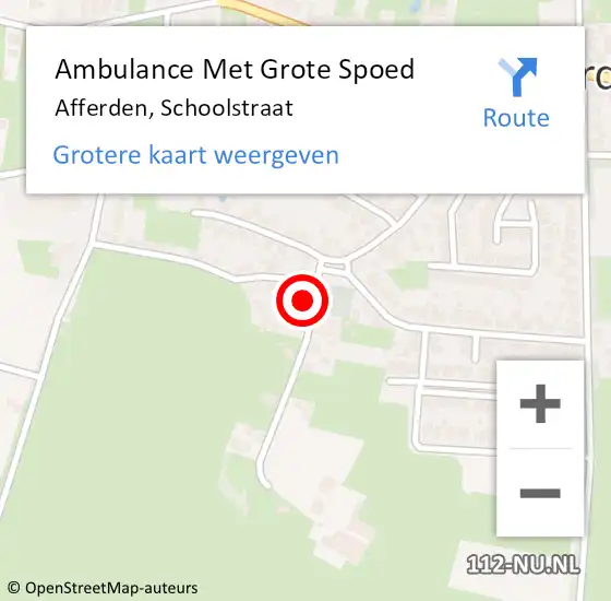 Locatie op kaart van de 112 melding: Ambulance Met Grote Spoed Naar Afferden, Schoolstraat op 13 april 2018 12:27