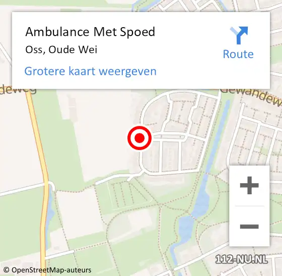 Locatie op kaart van de 112 melding: Ambulance Met Spoed Naar Oss, Oude Wei op 13 april 2018 12:39