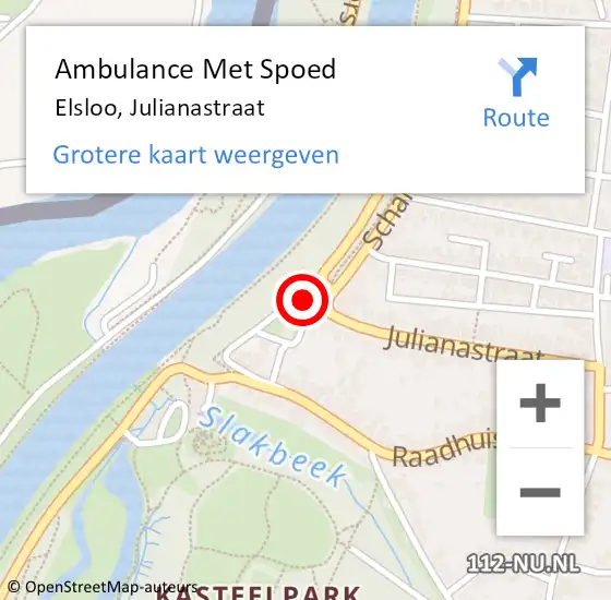 Locatie op kaart van de 112 melding: Ambulance Met Spoed Naar Elsloo, Julianastraat op 21 februari 2014 23:28