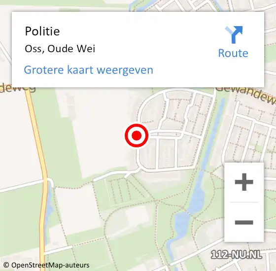 Locatie op kaart van de 112 melding: Politie Oss, Oude Wei op 13 april 2018 12:40